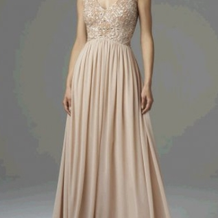 Платье Aidan Mattox Biege V-neck gown Размер 48