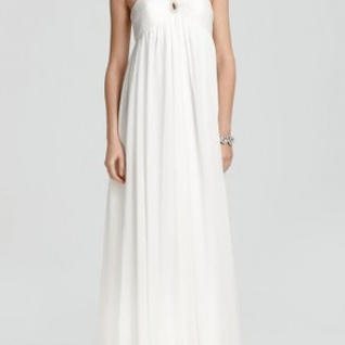 Платье Aidan Mattox WhiteGown Yeweled Neck Размер 40