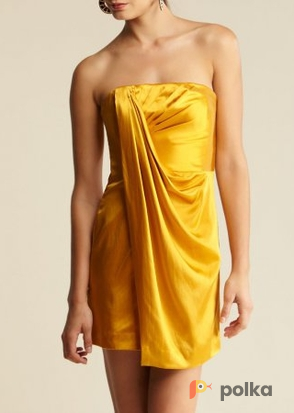 Возьмите Платье BCBGMAXAZRIA Gold Strapless Pealted Dress Размер 42 напрокат (Фото 8) в Москве