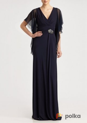 Возьмите Платье David Meister Gown Navy Flutter Sleeve Размеры 42, 44 напрокат (Фото 3) в Москве