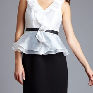 Платье Js Collections Black & White Ruffle Cocktail Dress Размер 48