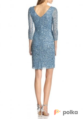 Возьмите Платье Js Collections V- neck Sequin Long Sleeve Blue Dress Размер 42 напрокат (Фото 2) в Москве