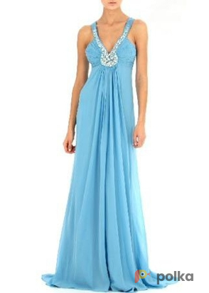 Возьмите Платье Marc Bouwer Blue V-Neck Silk Gown Размер 44 напрокат (Фото 2) в Москве