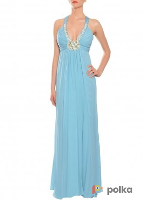 Возьмите Платье Marc Bouwer Blue V-Neck Silk Gown Размер 44 напрокат (Фото 3) в Москве
