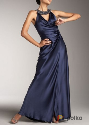 Возьмите Платье Marc Bouwer Navy Halter Silk Gown Размер 40 напрокат (Фото 2) в Москве