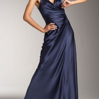 Платье Marc Bouwer Navy Halter Silk Gown Размер 40