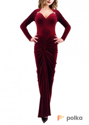 Возьмите Платье Marc Bouwer Red Velour Long Gown Размер 44 напрокат (Фото 3) в Москве