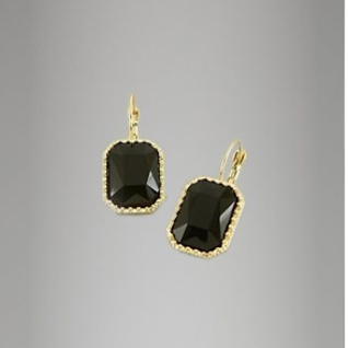 Серьги KENNETH JAY LANE Gold Framed Onyx Earrings