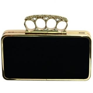 Клатч BCBGMAXAZRIA Gold Finger Satin Navy Clutch