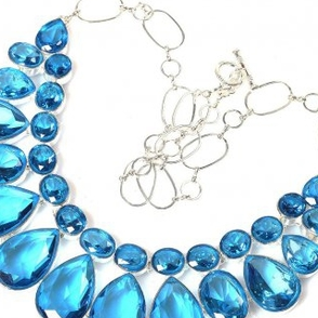 Колье LOLA Silver Crystal Aqua Blue Necklace