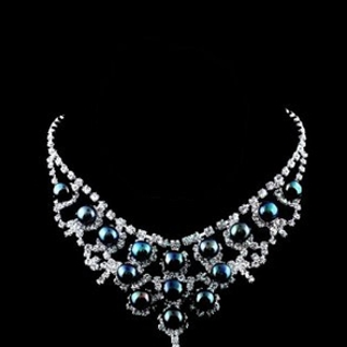 Колье Lulu frost vintage Pearl Crystal Necklace VTG