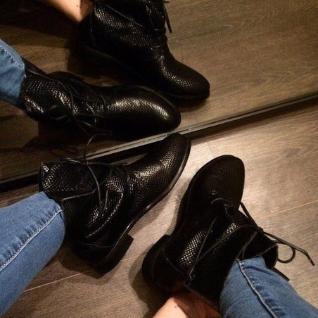 Женские ботинки на шнуровке кожаные черные размер 38