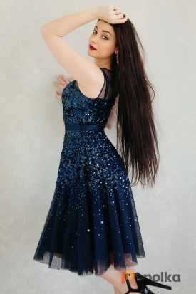Возьмите Вечернее выпускное платье темно синее напрокат (Фото 4) в Москве