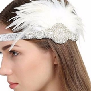 Повязка на голову Cara couture Headband Flech Gatsby White