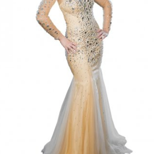 Платье Sherri Hill Biege Tulle Mermaid Dress