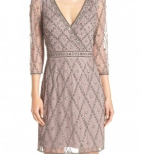 Платье Adrianna Papell Biege Beaded Gatsby Dress