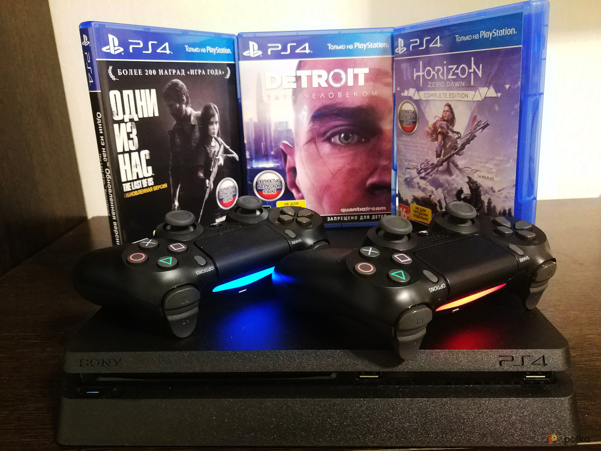 Sony PS 4 Slim + PS Plus + 22 игры + 2 геймпада в аренду в Москве — Прокат  по цене от 116.7 руб/день (лот #36878)