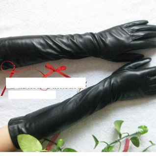 Длинные перчатки из натуральной кожи