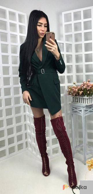 Возьмите Офисное платье пиджак зеленое напрокат (Фото 2) в Москве