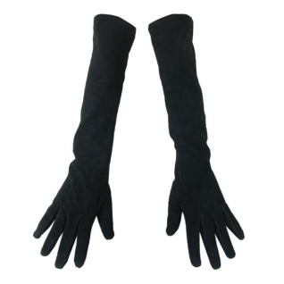 Черные замшевые перчатки длинные