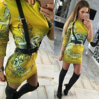 Желтое мини платье короткое обтягивающее