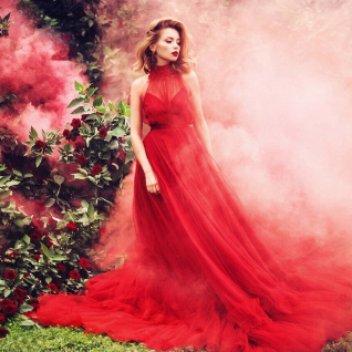 Пышное красное платье Амалия
