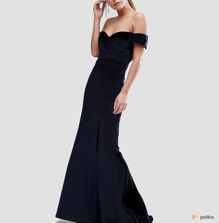 Возьмите Черное платье Jarlo Off Shoulder Slim Gown напрокат (Фото 2) в Москве