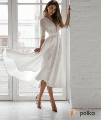 Возьмите Свадебное белое платье-миди напрокат (Фото 1) в Москве