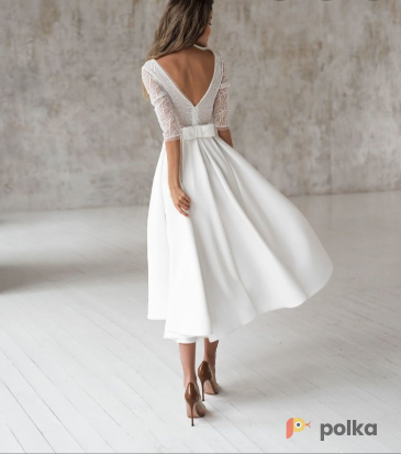 Возьмите Свадебное белое платье-миди напрокат (Фото 2) в Москве