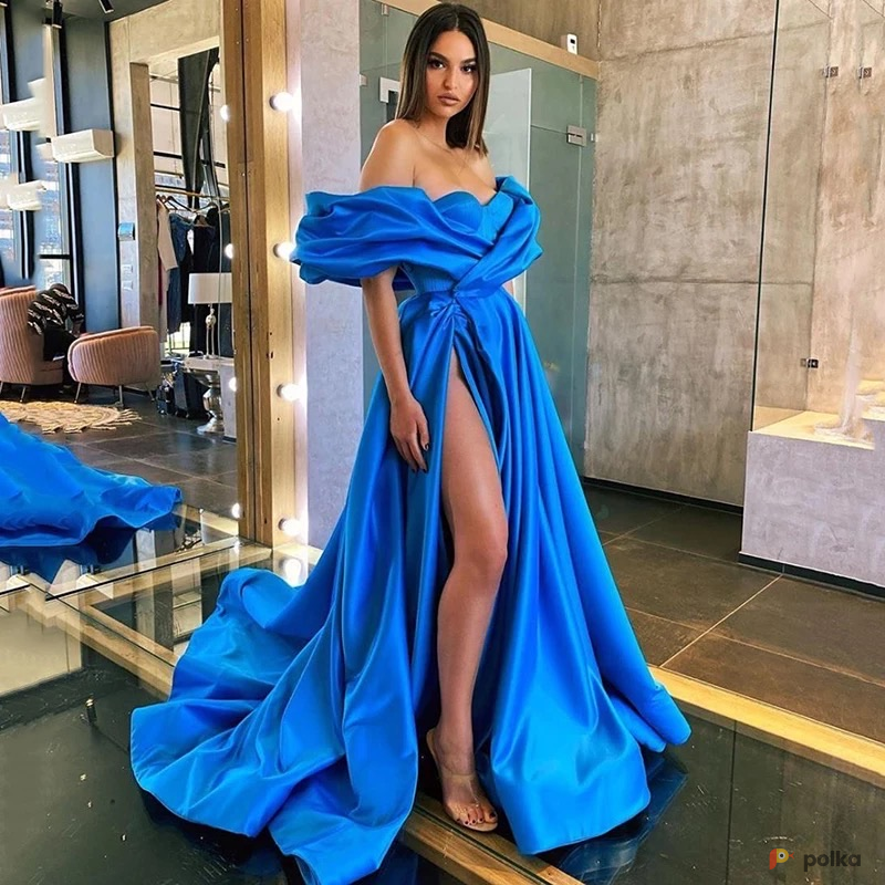 Возьмите Синее атласное платье напрокат (Фото 2) в Москве