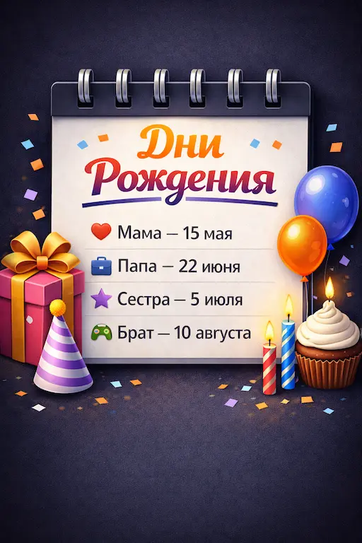 Календарь дней рождений