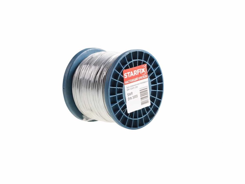 Стальной трос STARFIX в ПВХ, SWR М5, PVC М6, DIN 3055, бухта 100 м SMP-53736-100