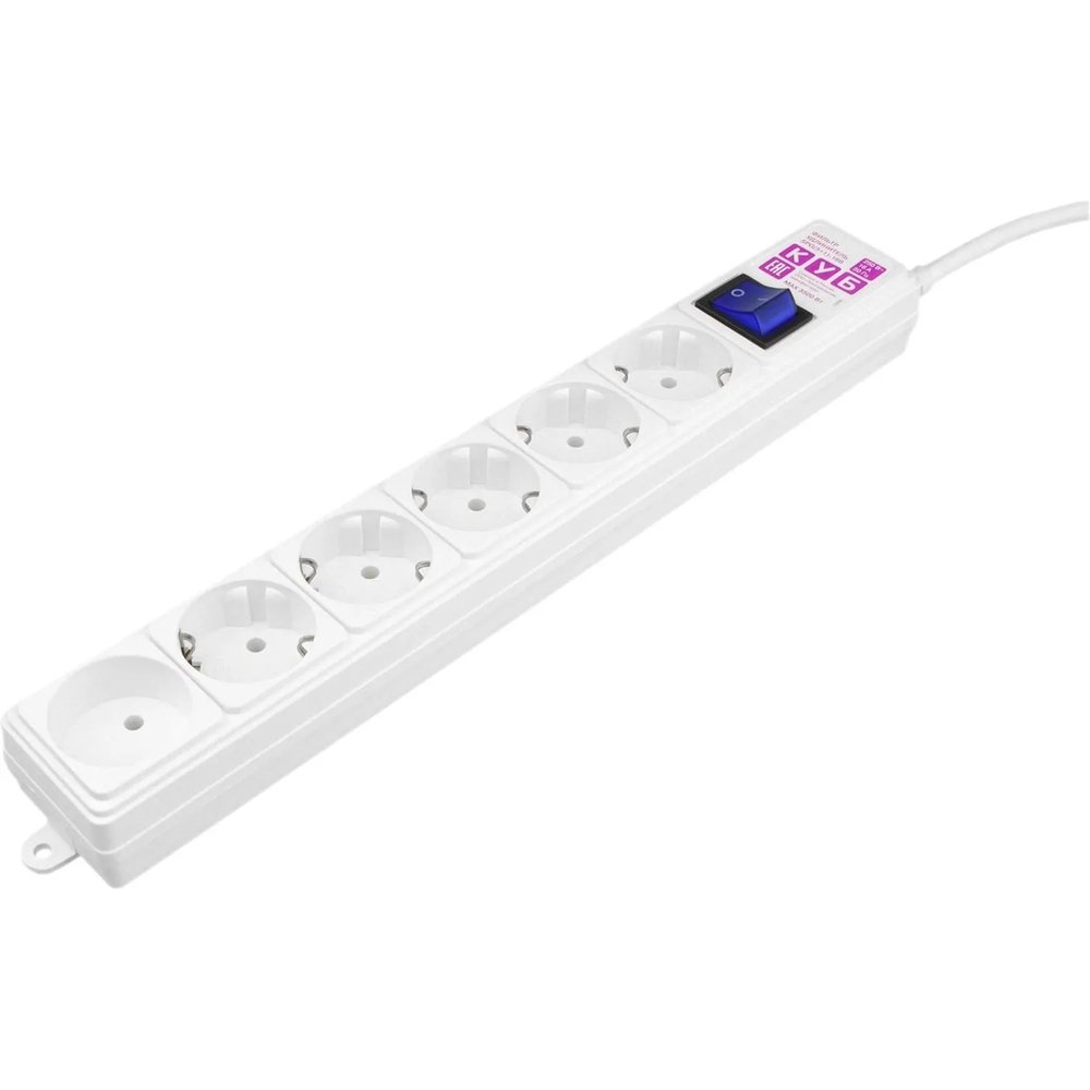 Сетевой фильтр Power Cube 5м, 6р белый 16А/3,5кВт (3x1,5)(SPG6-А2)