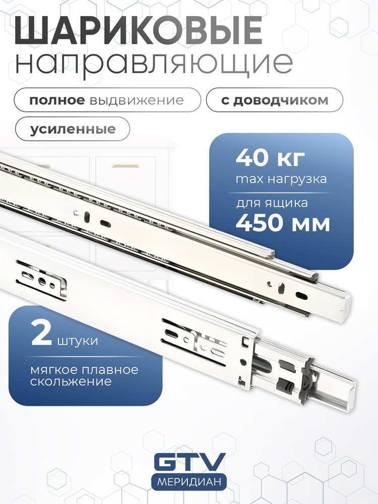 Шариковые направляющие GTV Versalite PLUS+ с доводчиком PK-L-H45-450-B