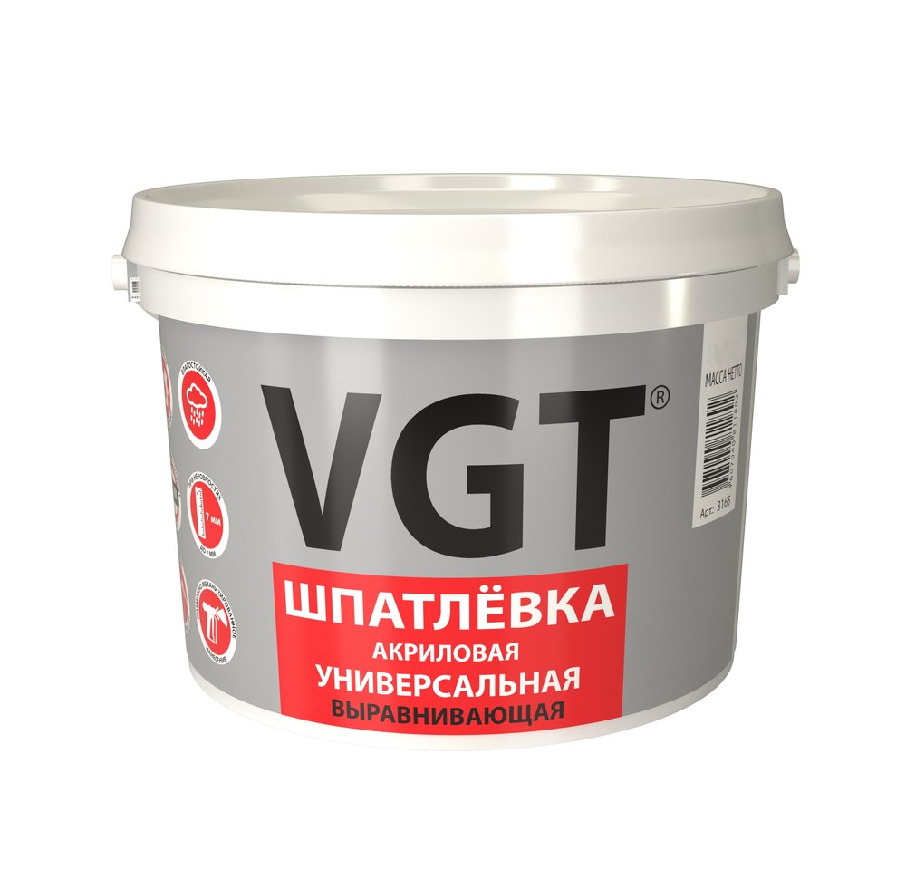 Акриловая универсальная шпаклевка 1 кг для наружных и внутренних работ VGT 52963
