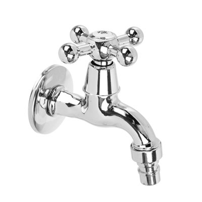 Водоразборный кран FRESSO короткий излив, вентильный, со штуцером, 1/2', цинк 554-037