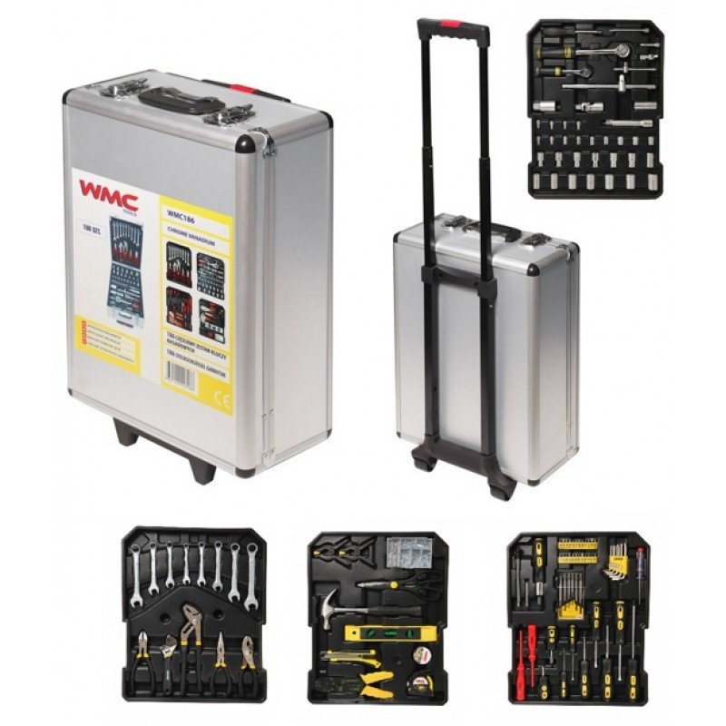 Набор инструмента WMC TOOLS 1/4'&1/2'DR 6 граней, Дорожный кейс 186 предметов WMC-WMC186(47008)