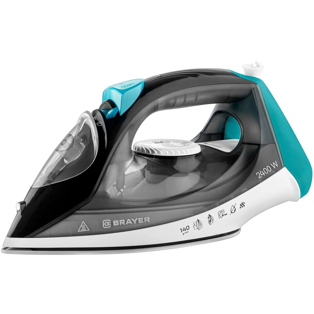 Утюг BRAYER BR4008,2400 Вт,керам,пар140 г/мин,антикапля,330 мл,верт.отпар