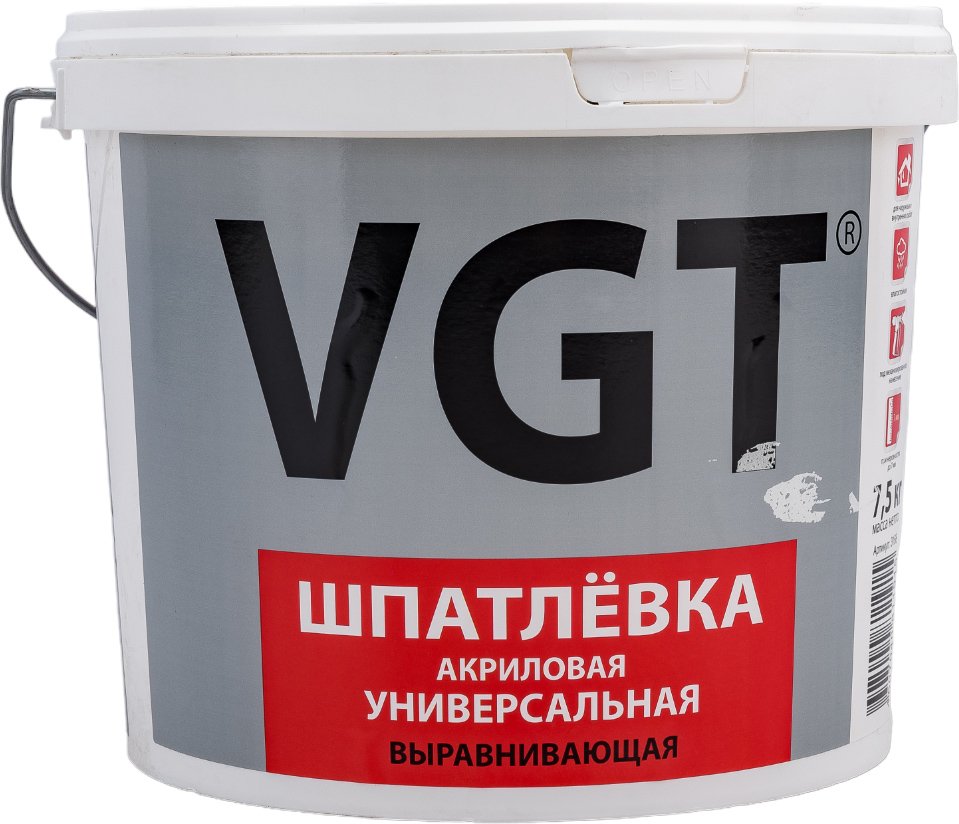 Универсальная акриловая шпаклевка  7,5 кг для наружних и внутренних работ VGT 55983