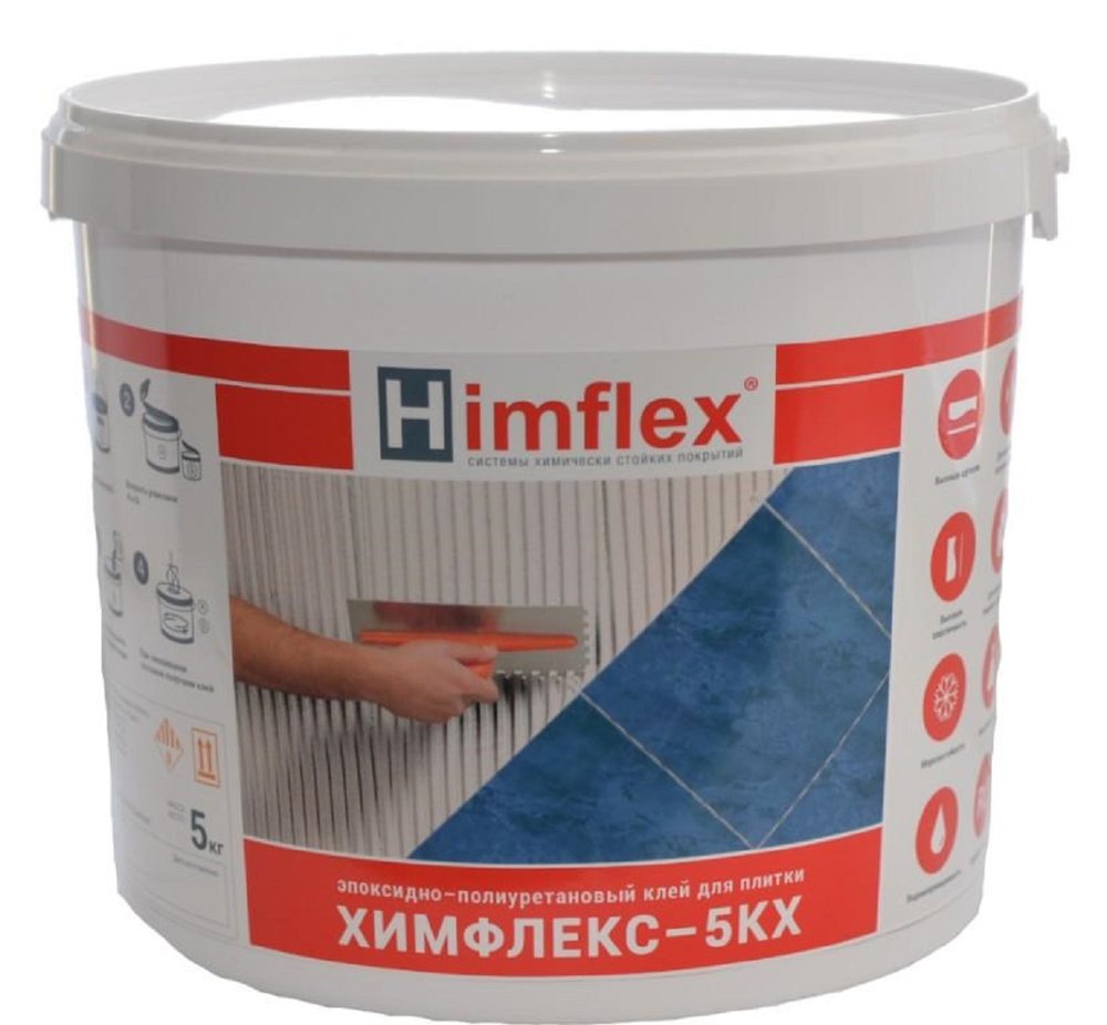 Эластичный эпоксидно-полиуретановый клей для плитки и камня Himflex 5КХ белый ведро 10 кг 4631168710478