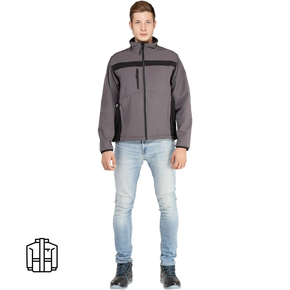 Куртка муж демисезонная софтшел LULEA cер/черн р.XL (арт.LULE2GRXG)
