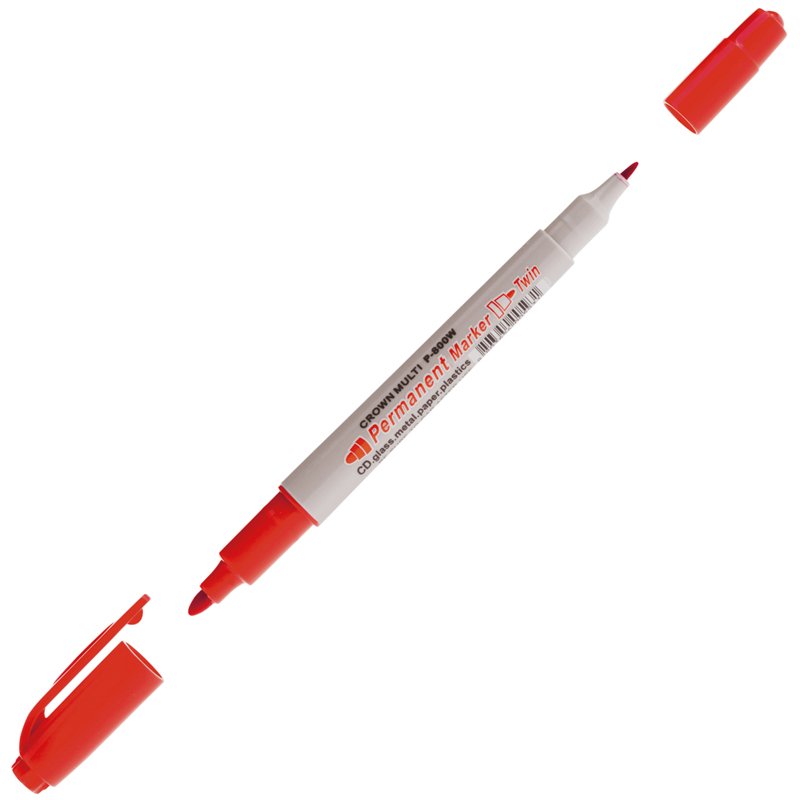 Маркер перманентный двухсторонний Crown 'Multi Marker Twin' красный, пулевидный, 2 мм/1 мм 117933