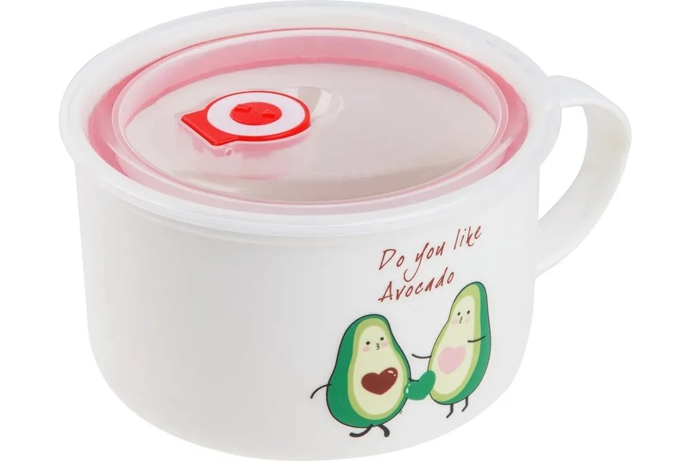 Кружка для супа с крышкой PERFECTO LINE с паровыпуском, 850 мл, керамическая, AVOCADO 17-851170