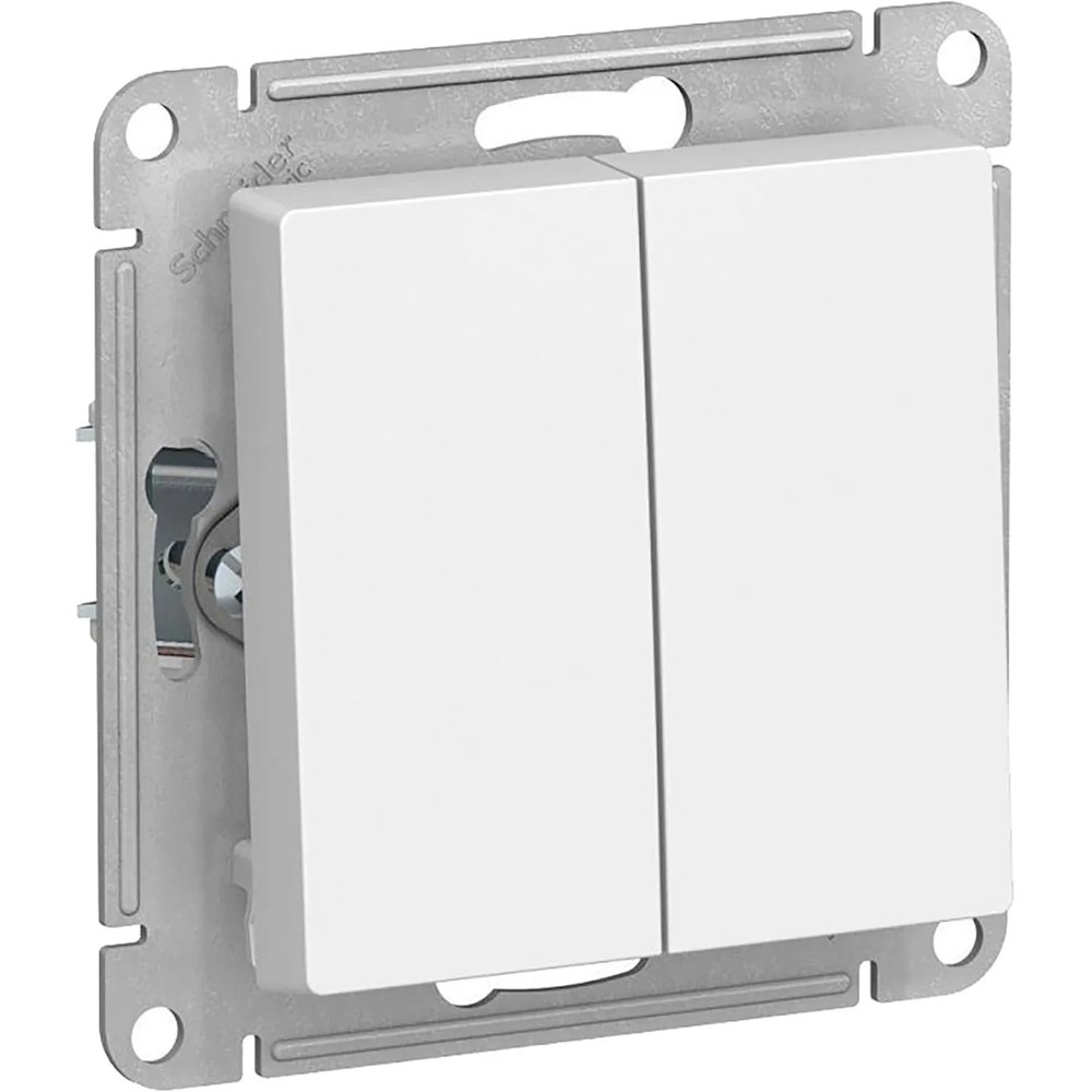 Выключатель двуклавишный Systeme ElectricAtlasDesign10А IP20 бел(ATN000151)