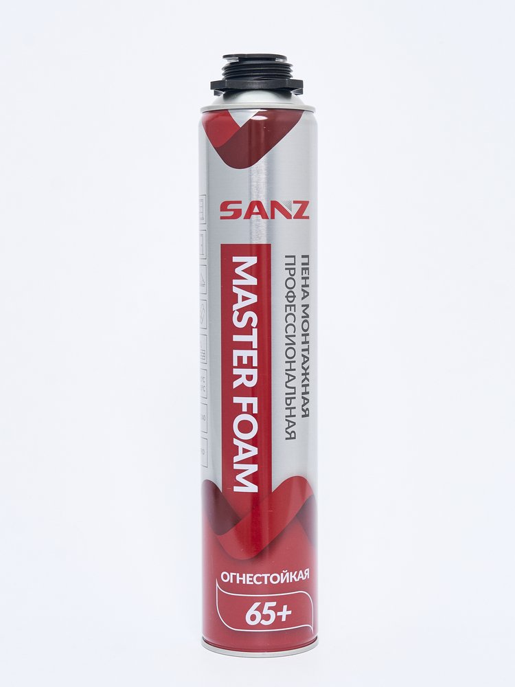 Профессиональная монтажная пена SANZ pu foam 65+, огнестойкая, 850 г PU-FOAM-Fire
