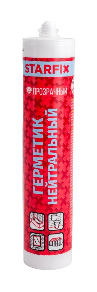 Нейтральный силиконовый герметик STARFIX бесцветный, 300 мл SM-63053-2