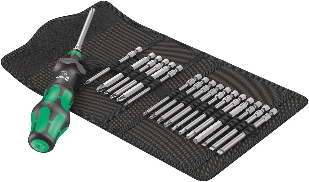 Набор ручка-держатель с  битами WERA Kraftform Kompakt Turbo 1 19 пр. WE-057482