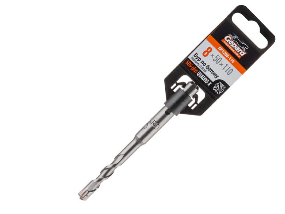 Бур сверло 8x50x110 мм, SDS-plus, Quadro-x Gepard GP1208-110