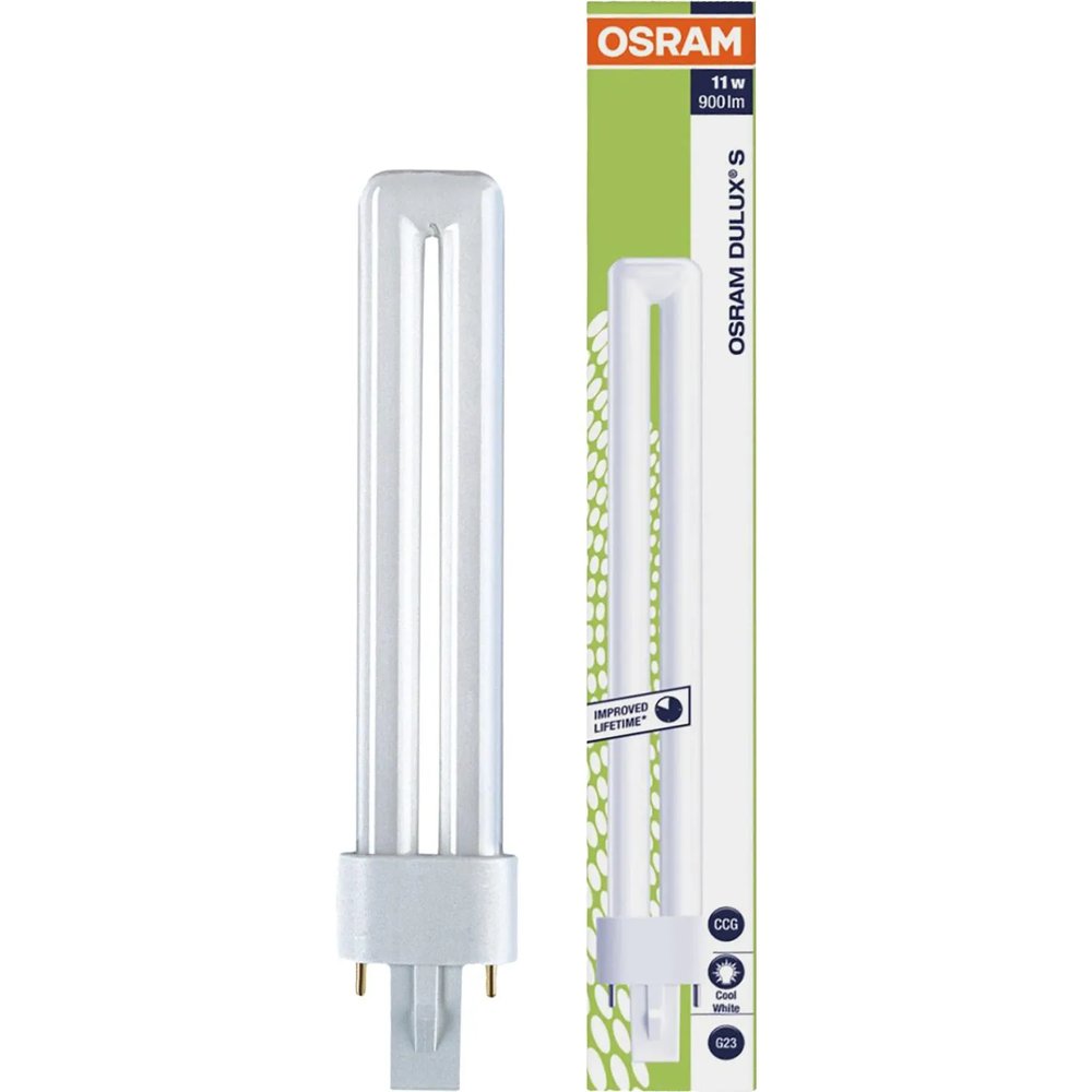Лампа люминесцентная КЛЛ OSRAM CFL DULUX S 11W/840 G23 (123382)