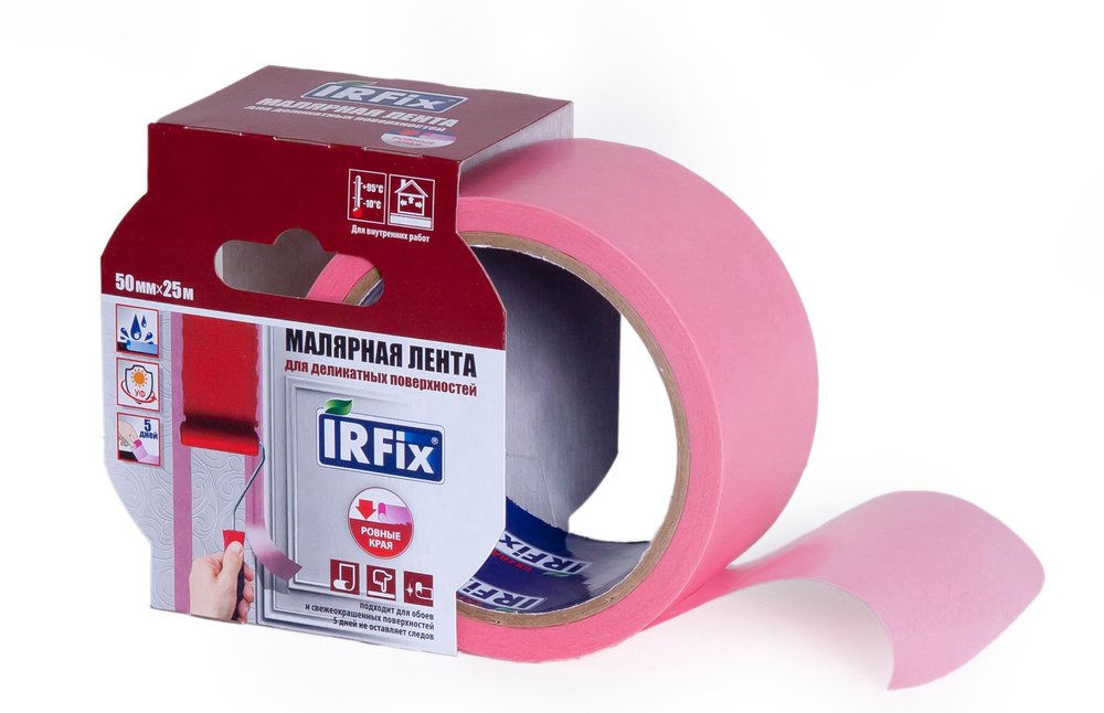 Малярная лента для деликатных поверхностей IRFIX EXTRA 50 мм, 25 м, розовая Mr.SiL 30082